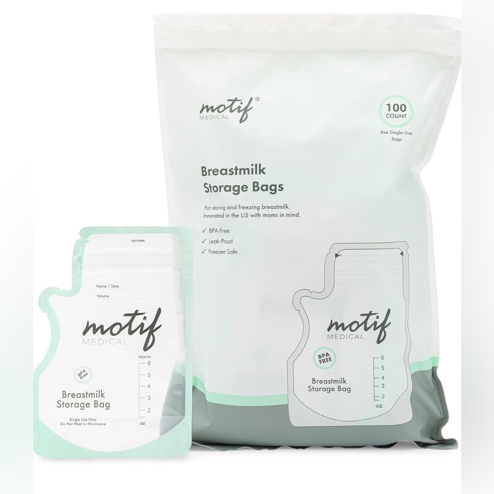 Motif Medical Breastmilk Storage Bags - Breastmilk Freezer Bag (6 oz, 100 Count)